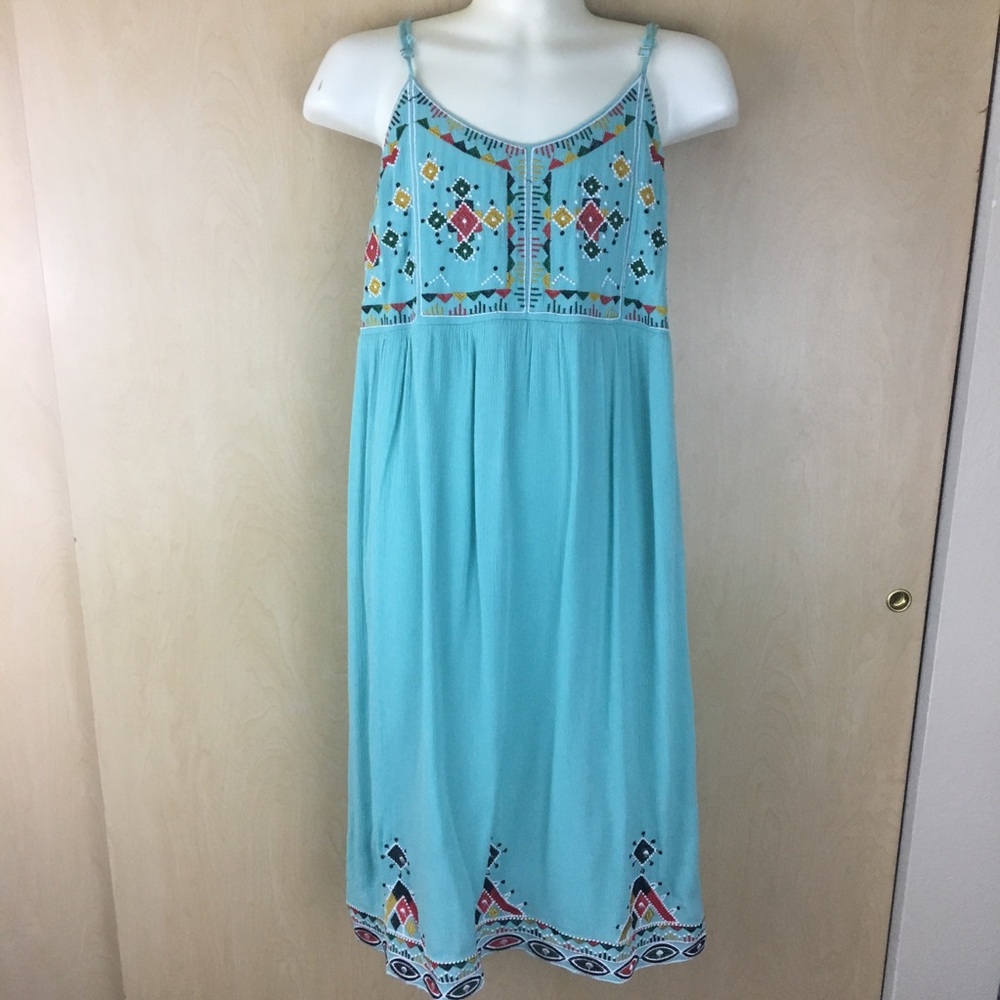 *3 for $15* Shoreline Aztec Aqua Midi Dress S/M